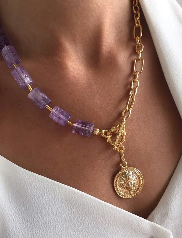 Amethyst chain necklace