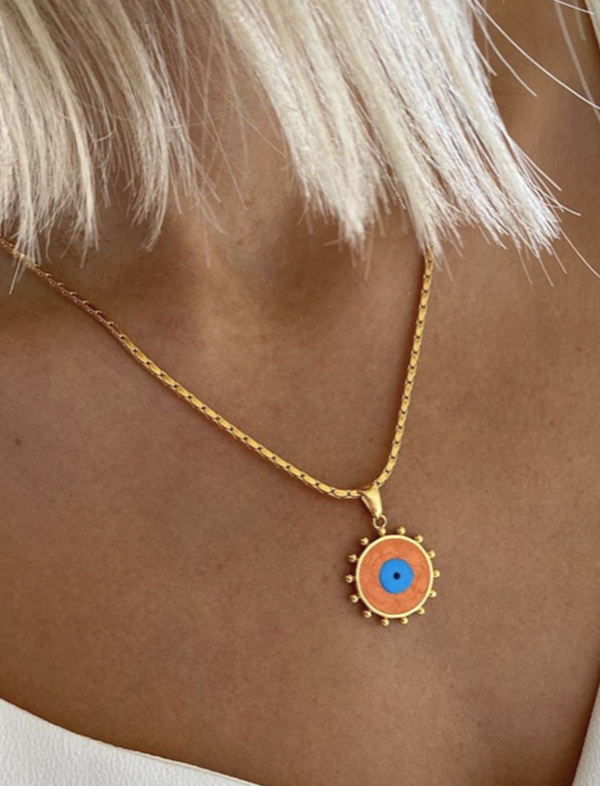 Rising sun evil eye necklace