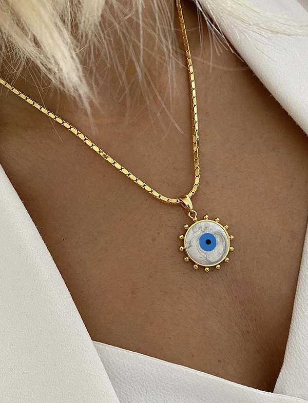 Rising sun evil eye necklace