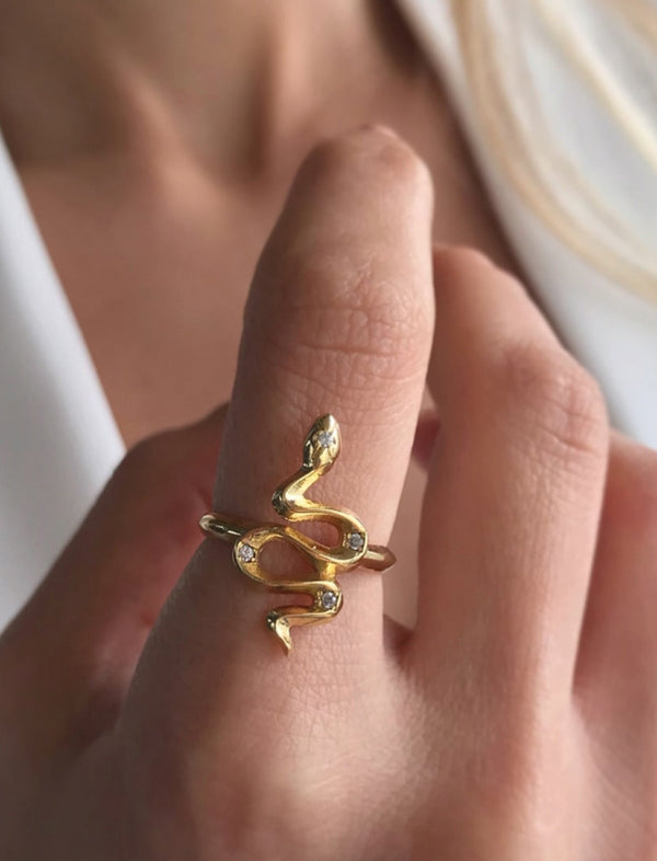 Zircon snake ring