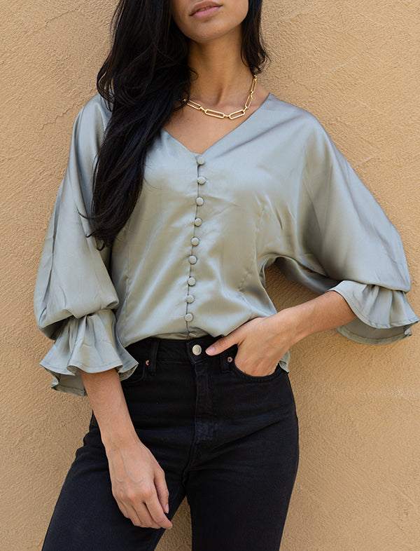 Silky button-through blouse