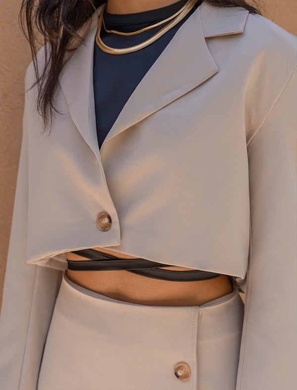 Cropped blazer -  Beige