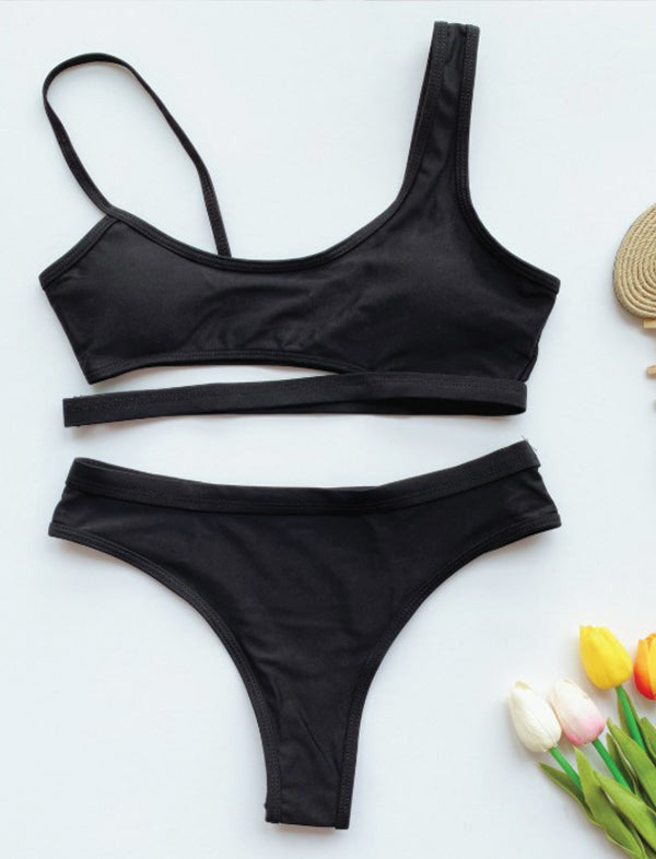 Black cut-out bikini set