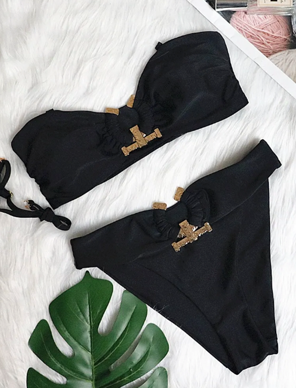 Gold buckle bikini set