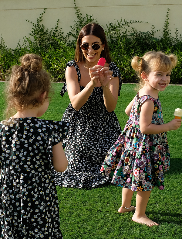 Mommy & Me black floral dress