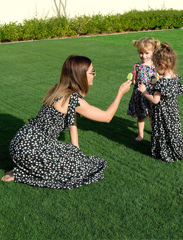 Mommy & Me black floral dress