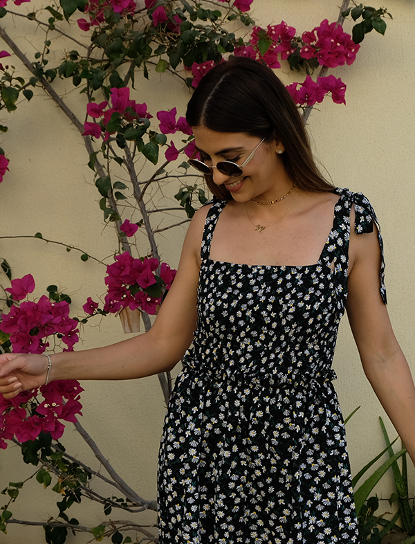 Mommy & Me black floral dress