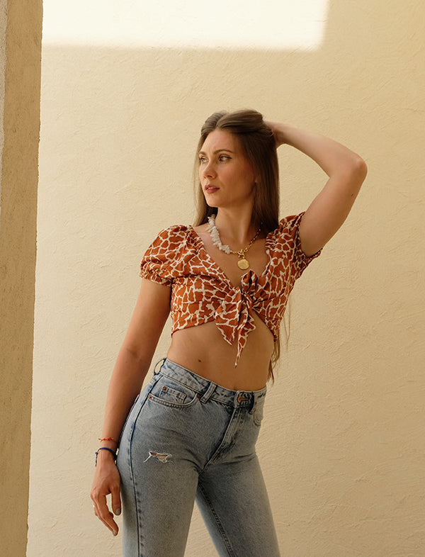 Giraffe print crop top