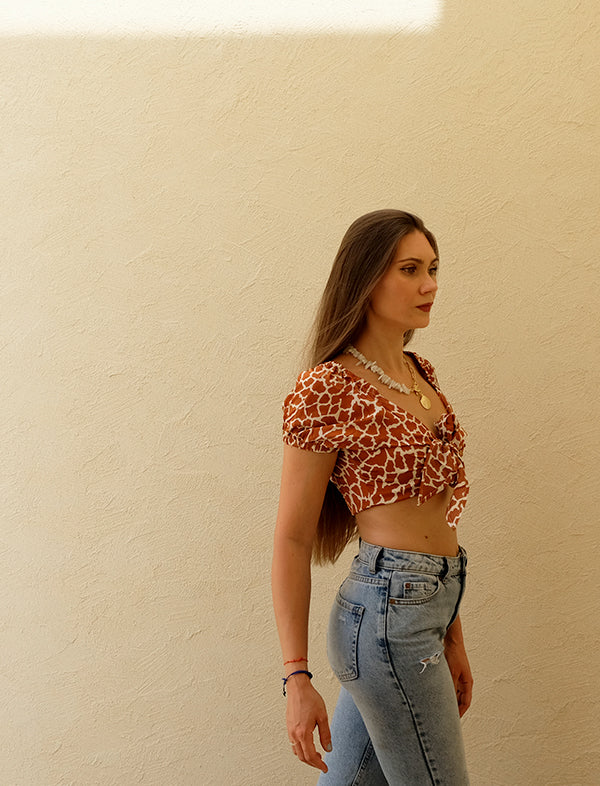 Giraffe print crop top