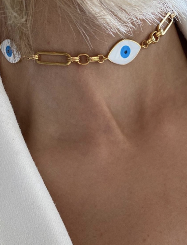 Evil eye chain choker