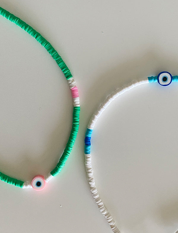 Fimo beads eye necklace