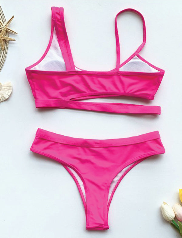 Fuchsia cut-out bikini set