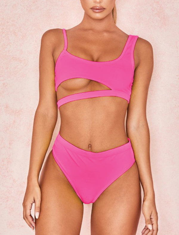 Fuchsia cut-out bikini set