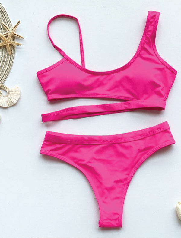 Fuchsia cut-out bikini set