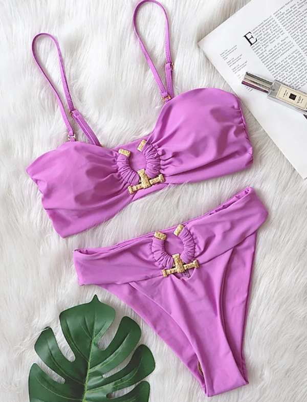 Gold buckle bikini set