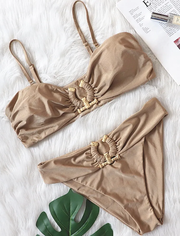 Gold buckle bikini set