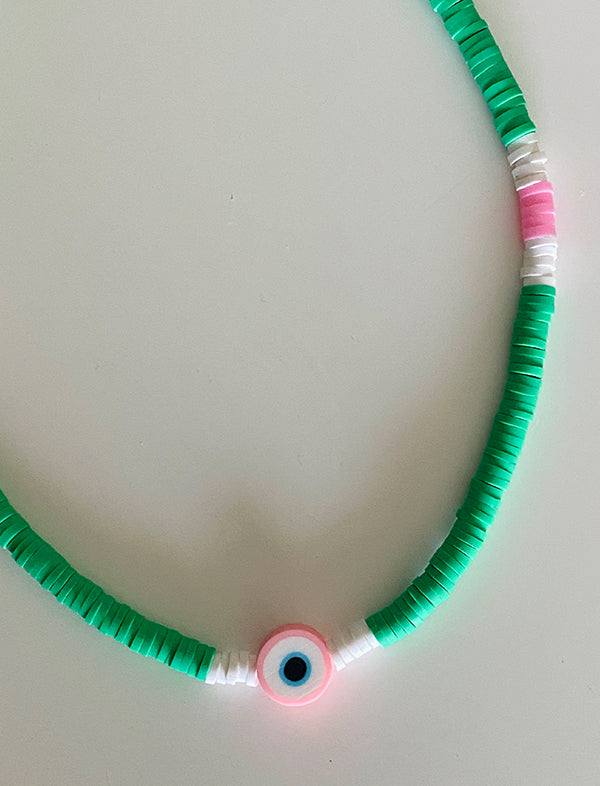 Fimo beads eye necklace