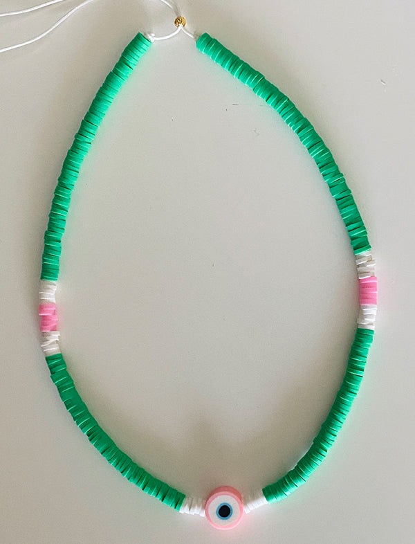 Fimo beads eye necklace