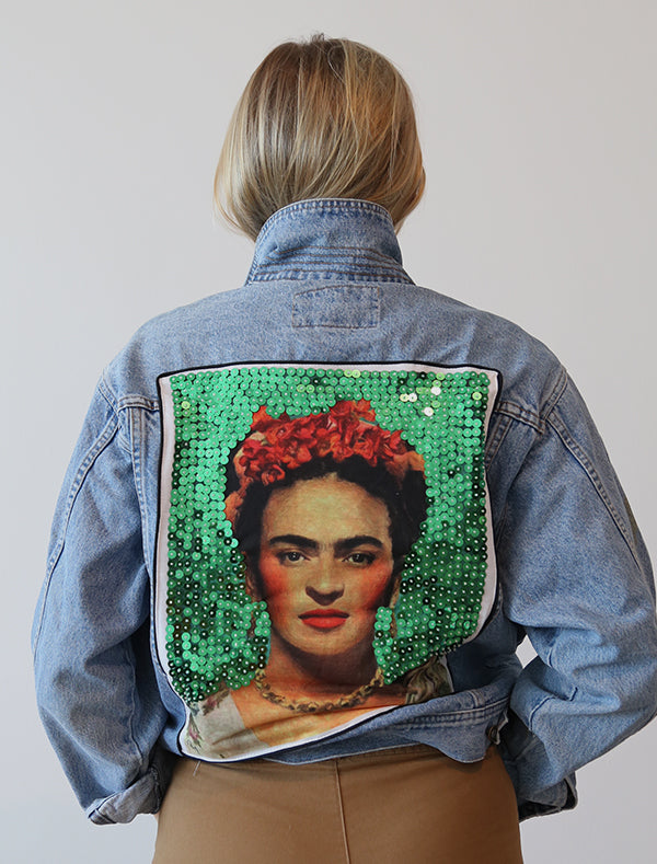 Green Frida upcycled denim jacket