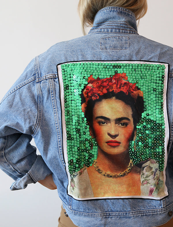 Green Frida upcycled denim jacket