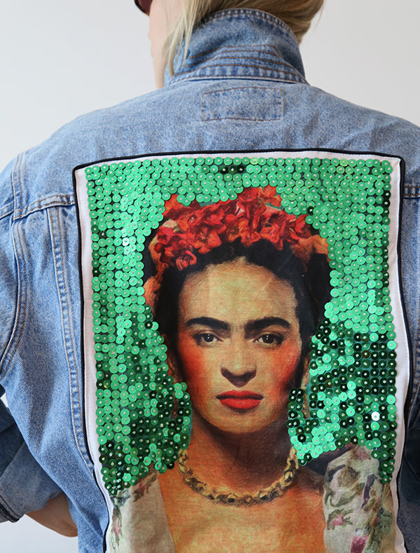 Green Frida upcycled denim jacket