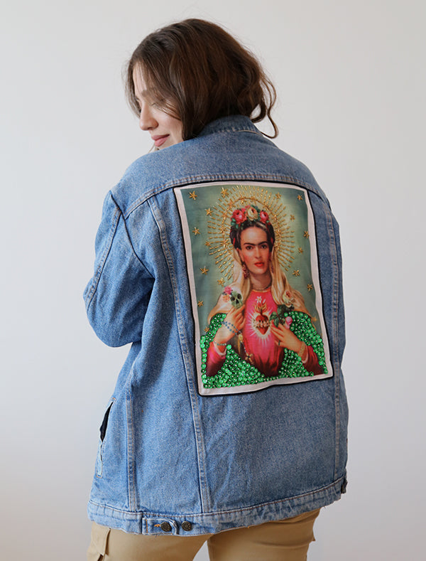 Lady of eyebrows denim jacket