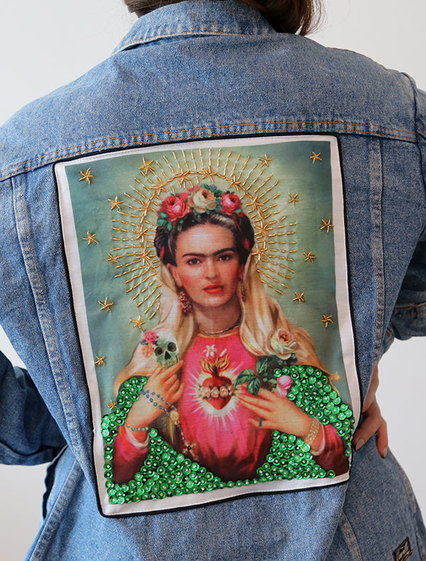 Lady of eyebrows denim jacket