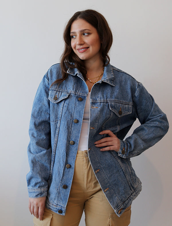 Lady of eyebrows denim jacket