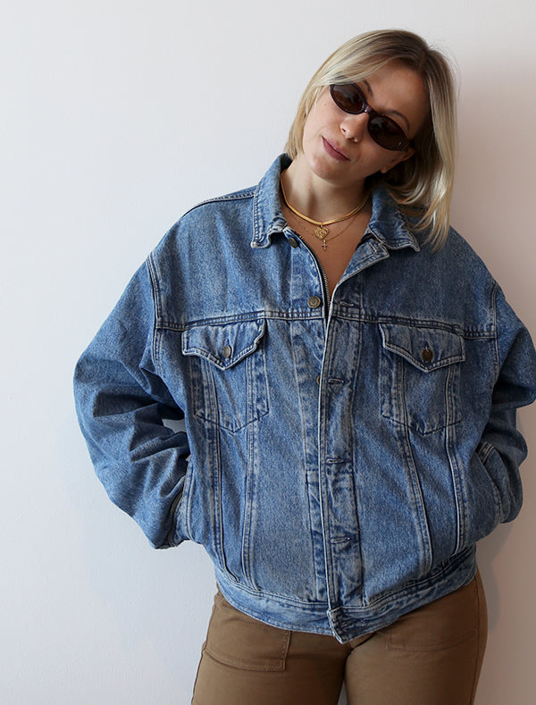 Women PWR upcycled denim jacket