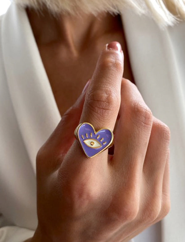 Heart eye ring - Purple