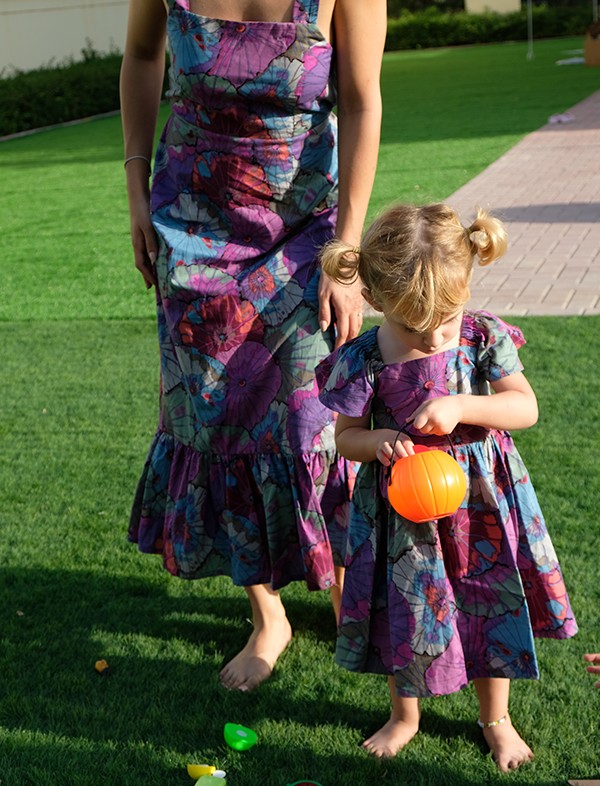 Mommy & Me purple floral dress