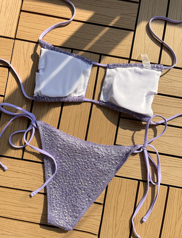 Shiny purple bikini set