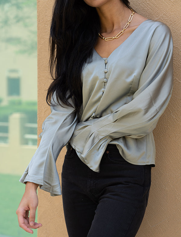 Silky button-through blouse