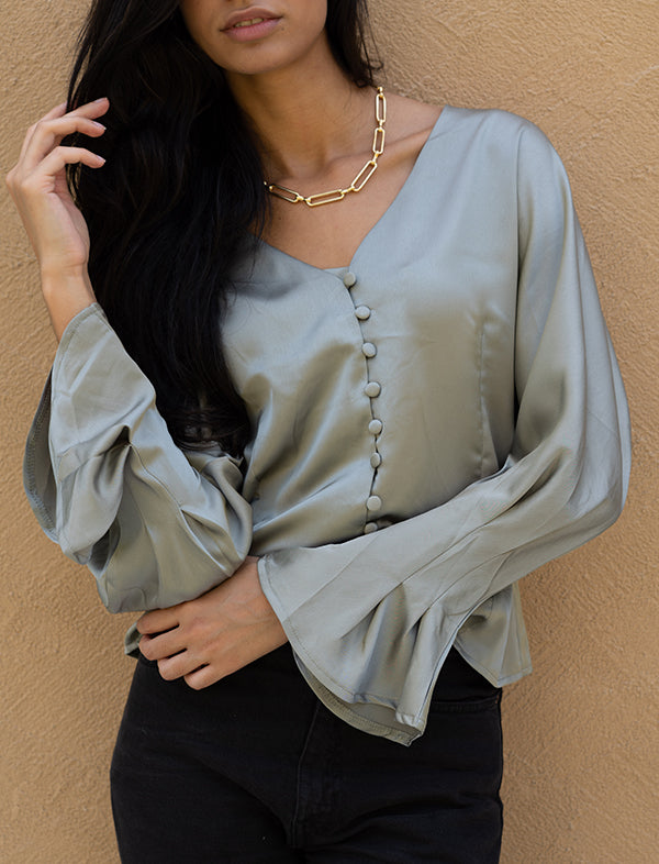 Silky button-through blouse