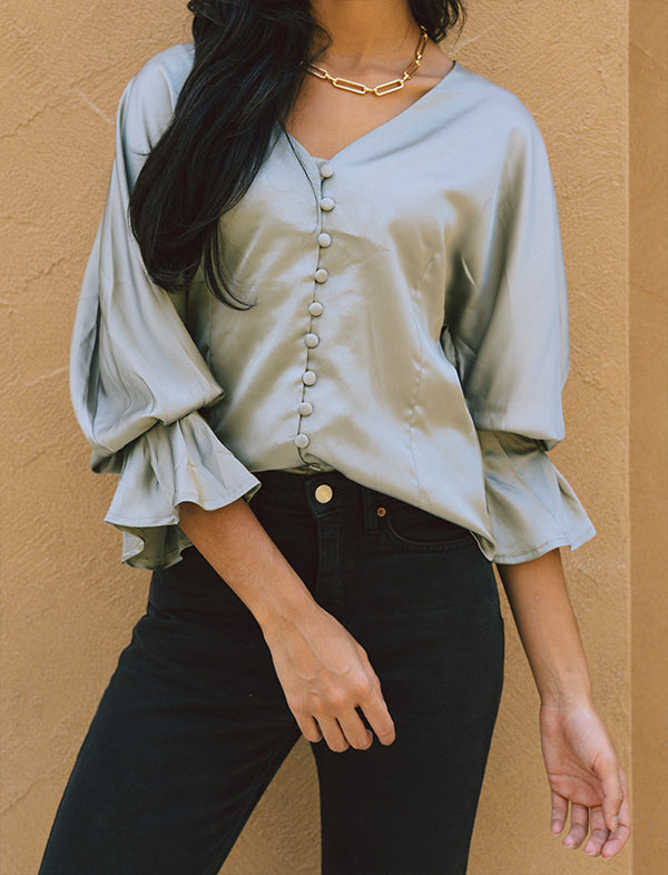 Silky button-through blouse