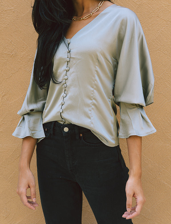 Silky button-through blouse