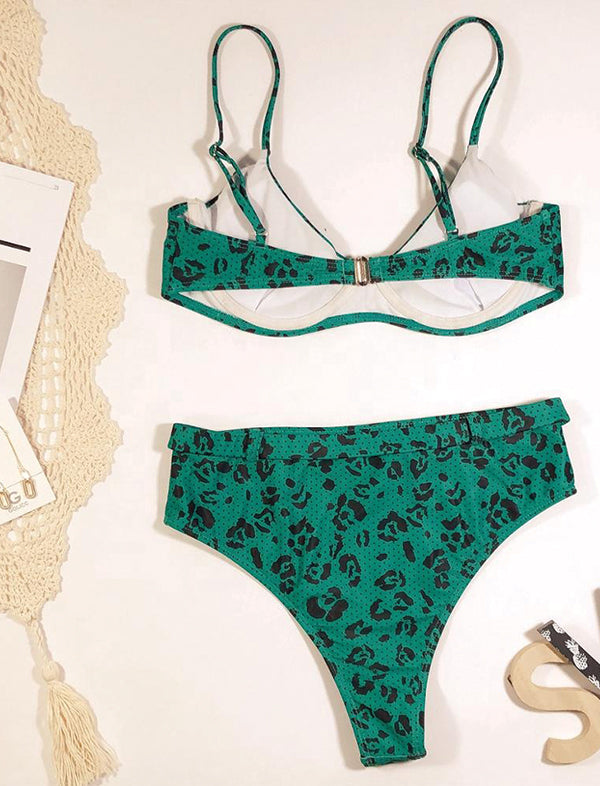 Verde leopard print bikini set